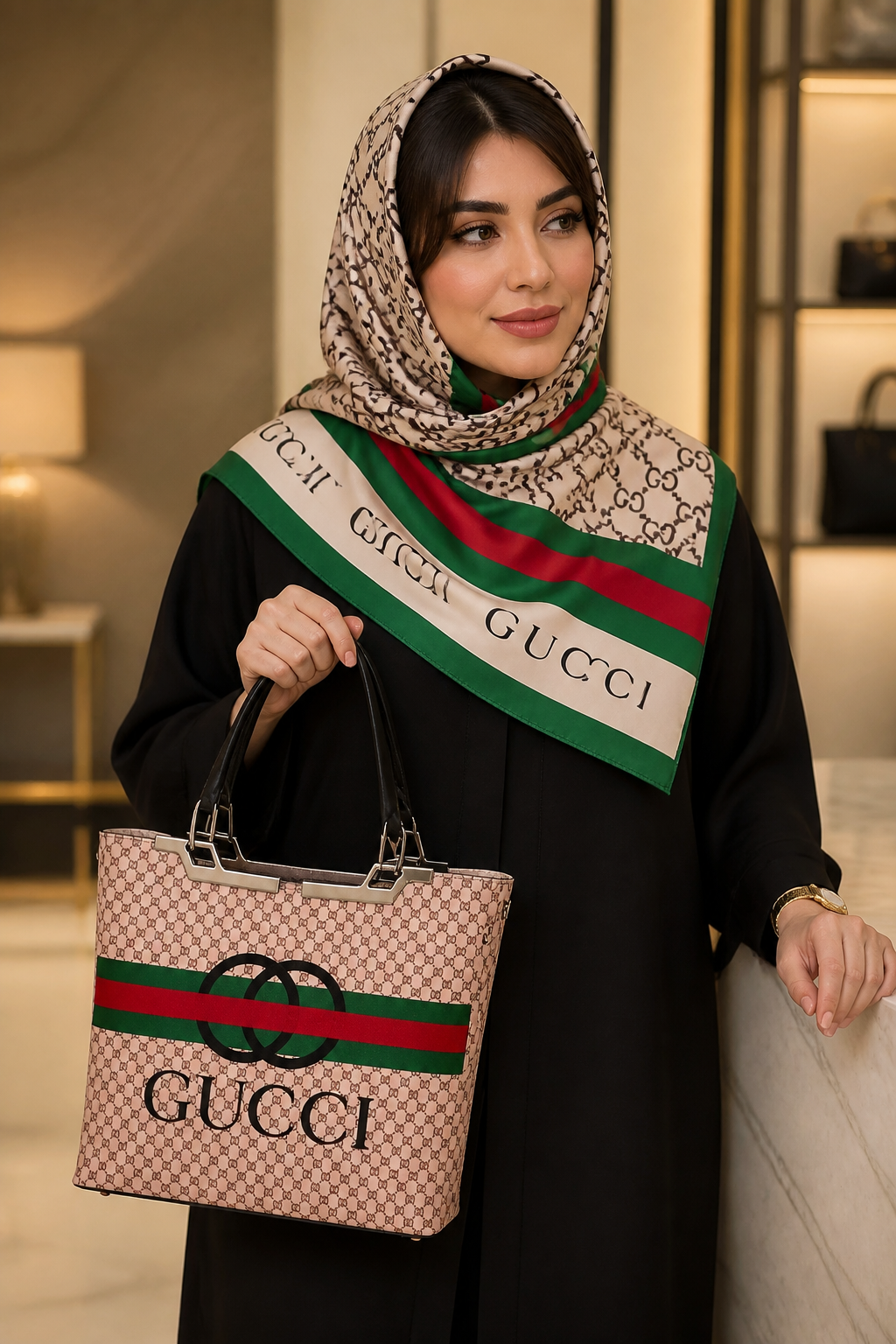 ست کیف و روسری نخی طرح گوچی شیک و مجلسی - مزون یونا