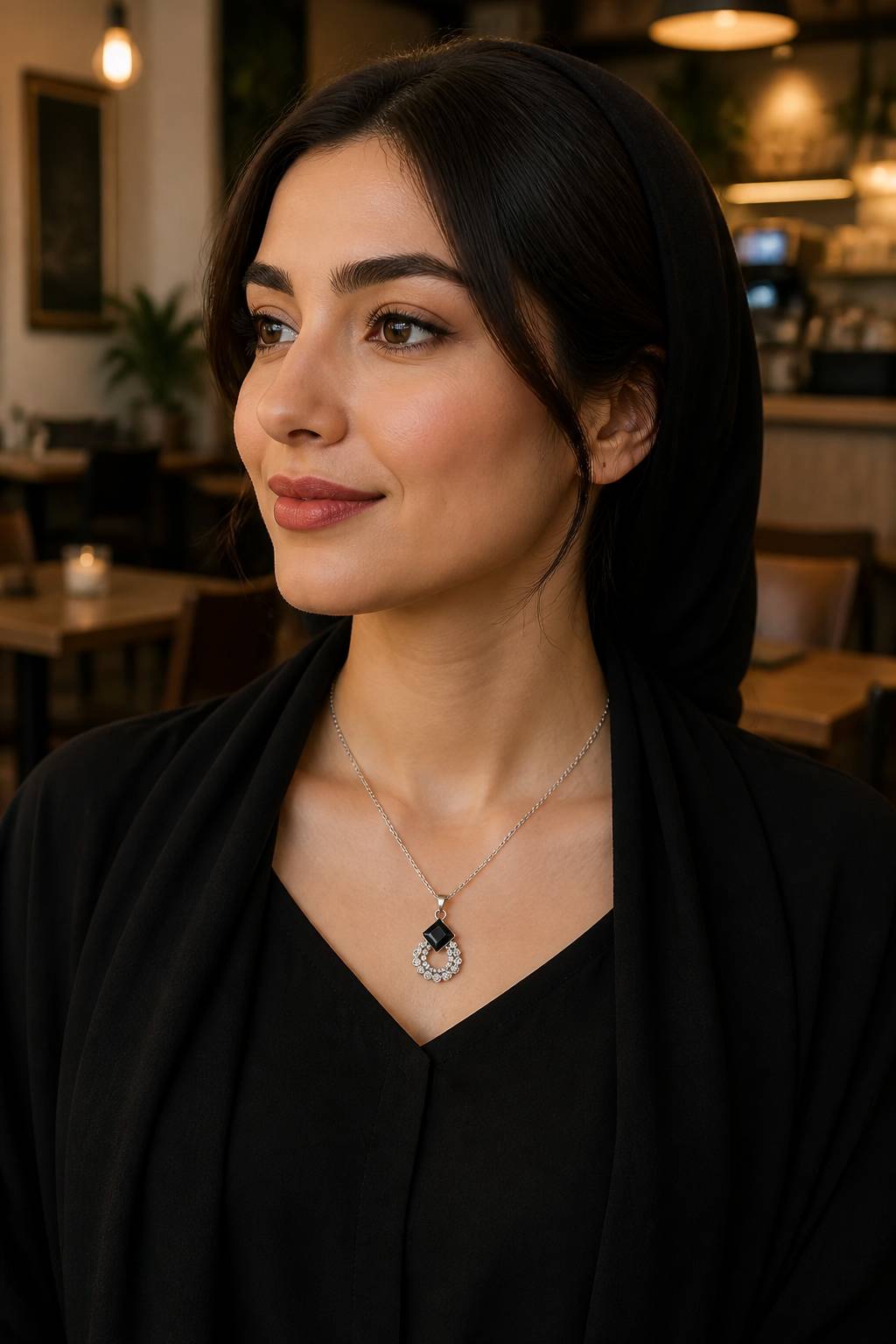گردنبند دخترانه مجلسی با آویز هندسی و طراحی خاص و زنجیر استیل- مزون یونا