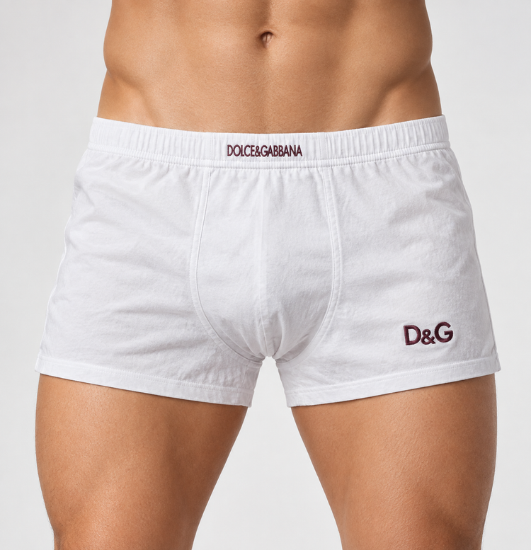 شورت پادار مردانه نخپنبه سفید | D&G طرح برجسته - مزون یونا
