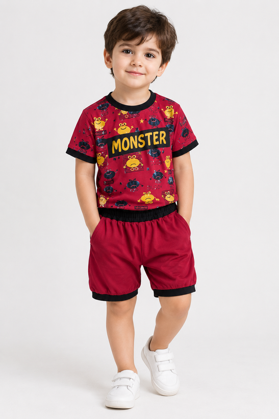 تیشرت شلوارک بچگانه MONSTER - مزون یونا
