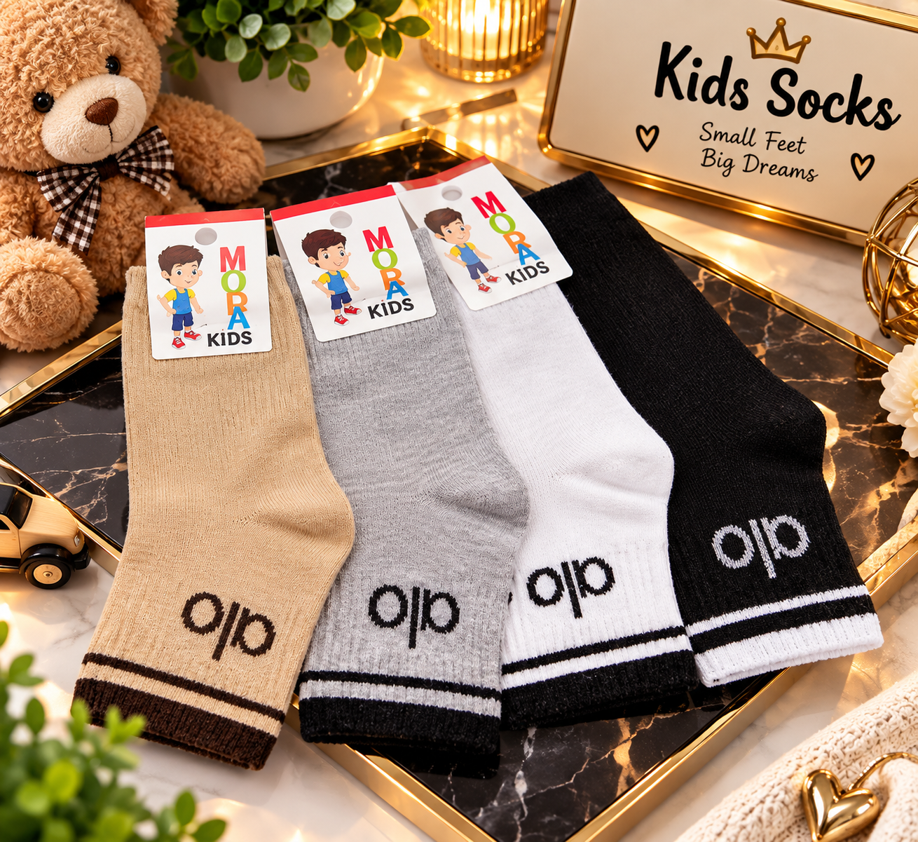 جوراب نیم ساق نخی بچگانه (Moda Kids) - مناسب برای تمام فصول -طرح alo مناسب 8 تا 10 سال- مزون یونا
