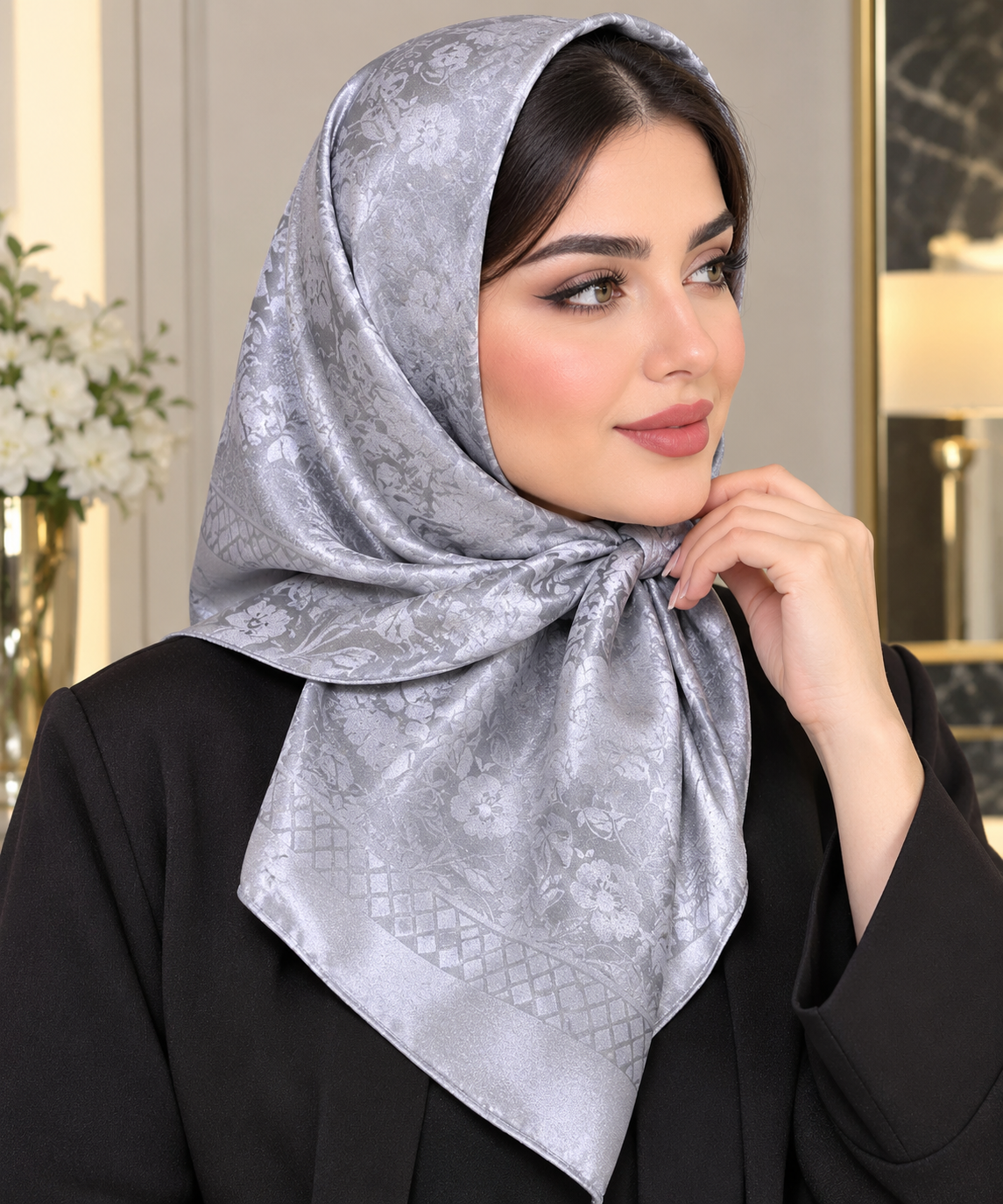 روسری ساتن ابریشم قواره95 - مزون یونا