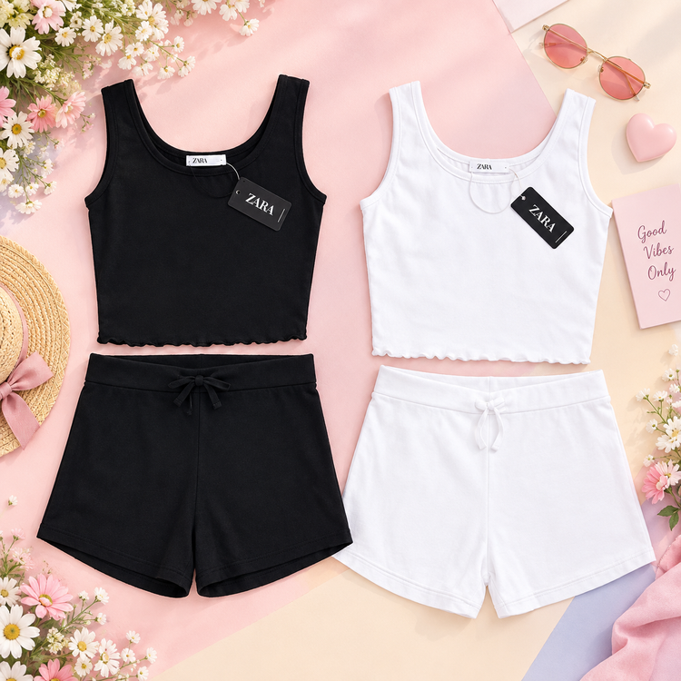 کراپ شورتک برند zara - مزون یونا