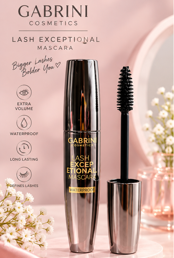 ریمل گابرینی Gabrini با برس تخصصی؛ حجمدهنده و فوق مشکی (Ultra Black) - مزون یونا