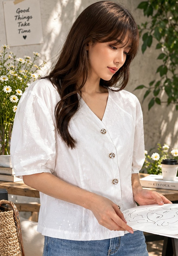 شومیز لطیف پنبه ای مارک کیابی فرانسه
