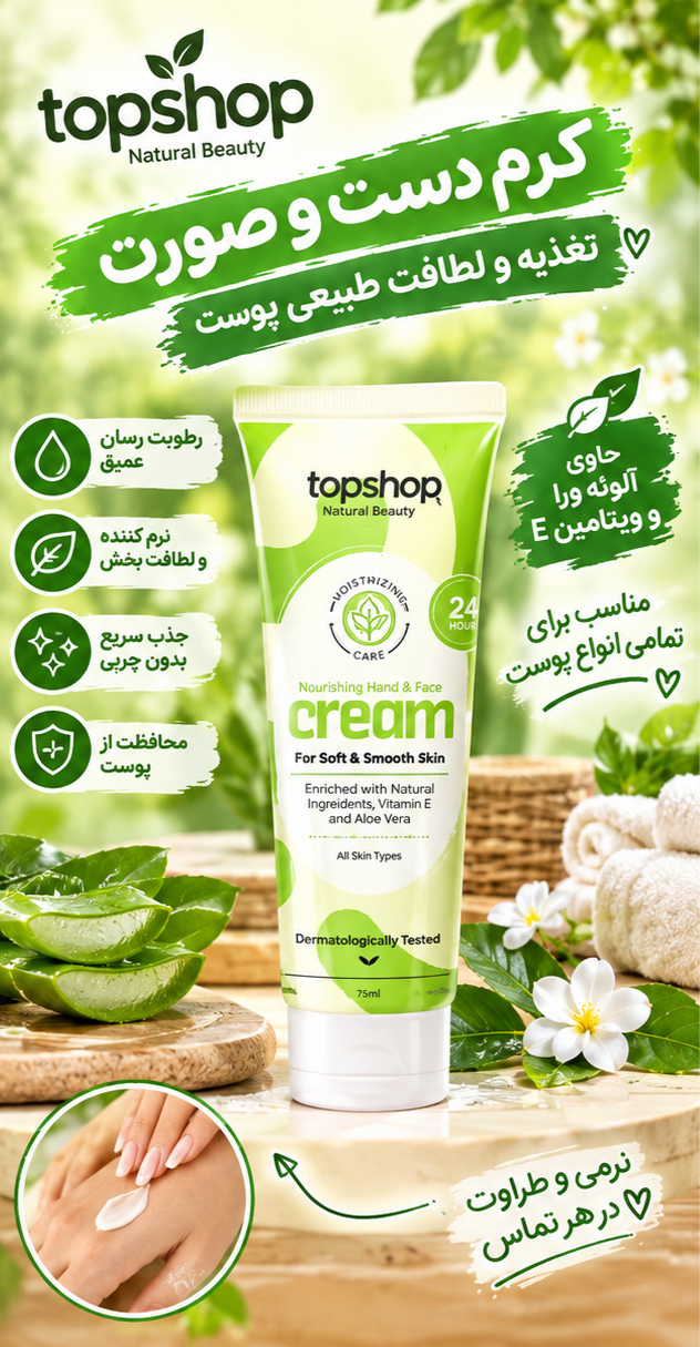 کرم مرطوب کننده و ترمیم کننده پوست تاپ شاپ حاوی آلانتوئین - ۷۵ میل - مزون یونا